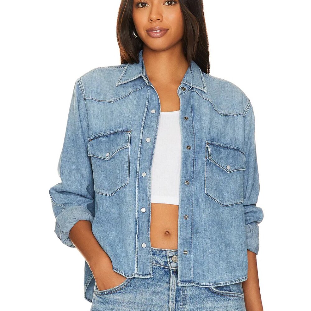 NWT Citizens of Humanity Cropped Western Denim Shirt XS Carolina Blue